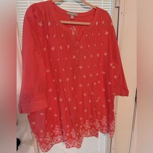 Coral 3/4 sleeve top
